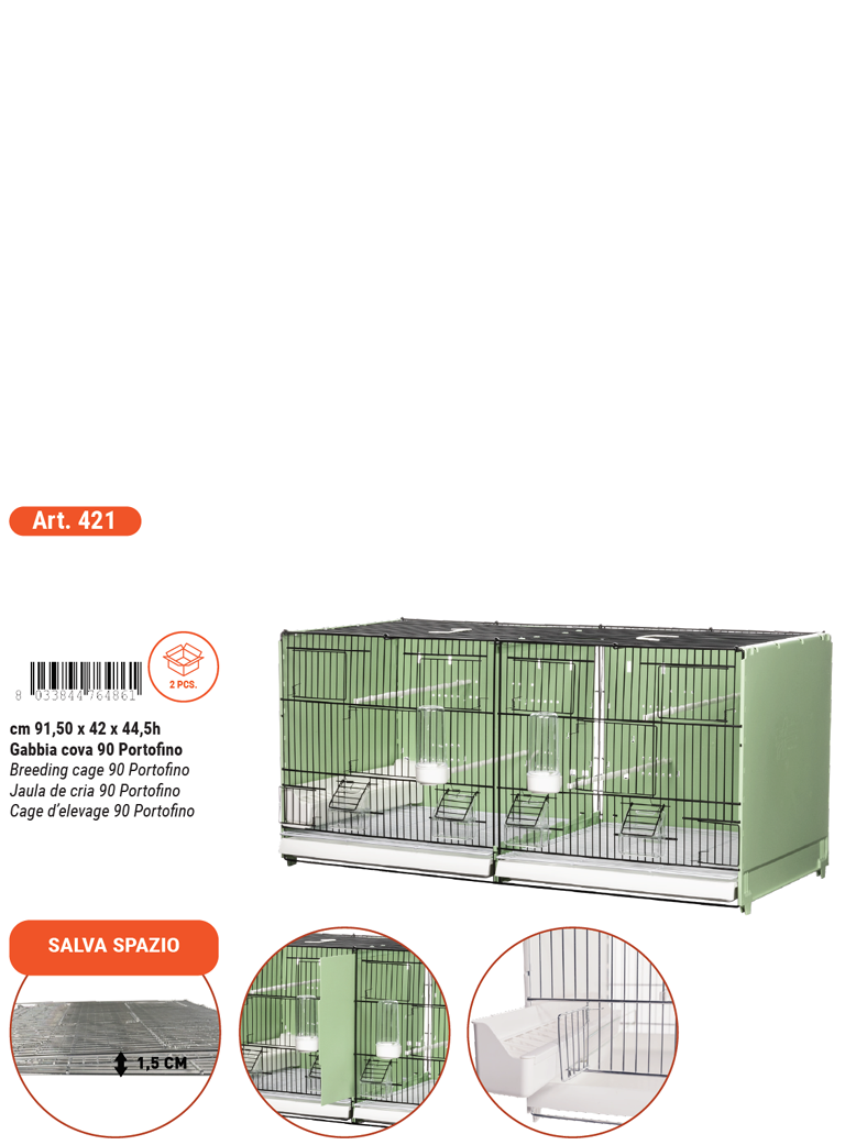 Cage d'élevage oiseaux 90 cm Portofino - 2GR - Animal Valley